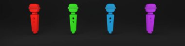 Colorful Dildo vibrator for sex games icon isolated on black background. Sex toy for adult. Vaginal exercise machines for intimate. Minimalism concept. 3D render illustration