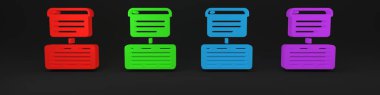 Renkli Sunucu, Data, Web sunucu simgesi siyah arkaplanda izole edildi. Minimalizm kavramı. 3 Boyutlu resimleme