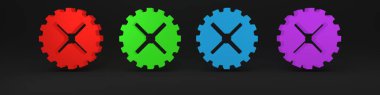 Colorful Bicycle sprocket crank icon isolated on black background. Minimalism concept. 3D render illustration clipart