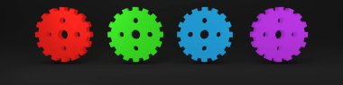 Colorful Bicycle sprocket crank icon isolated on black background. Minimalism concept. 3D render illustration clipart