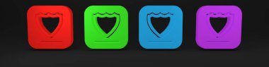Siyah arkaplanda renkli Kalkan simgesi izole edildi. Gardiyan. Güvenlik, güvenlik, koruma, gizlilik kavramı. Minimalizm kavramı. 3 Boyutlu resimleme