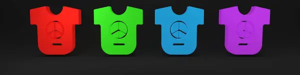 stock image Colorful Peace icon isolated on black background. Hippie symbol of peace. Minimalism concept. 3D render illustration