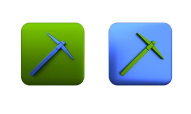 Renkli Kazma simgesi beyaz arkaplanda izole edildi. Kare düğmesi. 3 Boyutlu resimleme