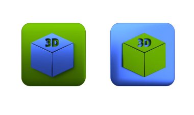 Beyaz arkaplanda izole edilmiş renkli Isometric küp simgesi. Geometrik küp katı simge. 3 boyutlu kare işareti. Kutu sembolü. Kare düğmesi. 3 Boyutlu resimleme