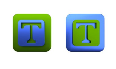 Beyaz arkaplanda renkli Metin simgesi izole edildi. Kare düğmesi. 3 Boyutlu resimleme