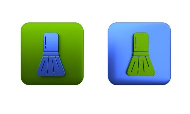 Beyaz arkaplanda renkli makyaj fırçası simgesi izole edildi. Kare düğmesi. 3 Boyutlu resimleme