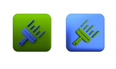 Beyaz arkaplanda izole edilmiş pencere simgesi için kauçuk temizleyici ile renkli temizlik hizmeti. Silecek, kazıyıcı, silecek. Kare düğmesi. 3 Boyutlu resimleme