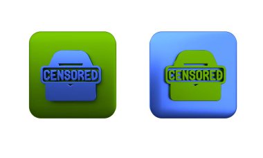 Beyaz arkaplanda renkli sansürlü pul simgesi izole edildi. Kare düğmesi. 3 Boyutlu resimleme