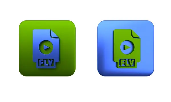 stock image Colorful FLV file document video file format. Download flv button icon isolated on white background. FLV file symbol. Square button. 3D render illustration