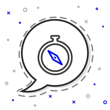 Pusula simgesi beyaz arkaplanda izole edildi. Rüzgâr yön bulma sembolü. Rüzgar gül işareti. Renkli taslak konsepti. Vektör.