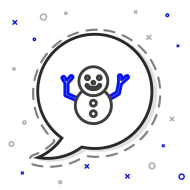 Beyaz arka planda izole edilmiş çizgi Noel Kardan Adam ikonu. Mutlu Noeller ve mutlu yıllar. Renkli taslak konsepti. Vektör