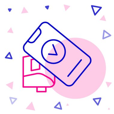 Yazılı tarifli POS terminali ve ödemenin akıllı telefon simgesi tarafından beyaz arkaplanda izole edildiğini doğruluyor. NFC ödeme konsepti. Renkli taslak konsepti. Vektör