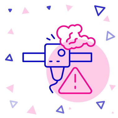 Satır 3D yazıcı uyarı simgesi beyaz arkaplanda izole edildi. 3D baskı. Renkli taslak konsepti. Vektör