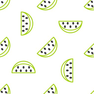Çizgi karpuz simgesi beyaz arkaplandaki kusursuz deseni izole etti. Vektör