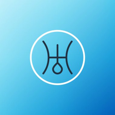 Mavi arka planda izole edilmiş Uranüs simgesinin Antik çizgisi astrolojik sembolü. Astroloji gezegeni. Zodiac ve astroloji işareti. Renkli taslak konsepti. Vektör