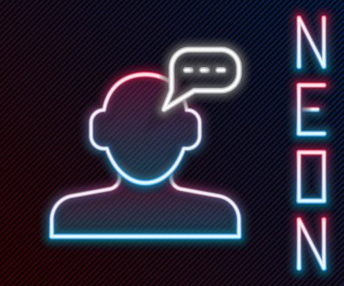 Parlayan neon hattı. Siyah arka planda izole edilmiş psikolojik danışmanlık mesafesi ikonu. Psikoterapi, psikolojik yardım, online psikiyatrist danışmanlığı. Renkli taslak konsepti. Vektör