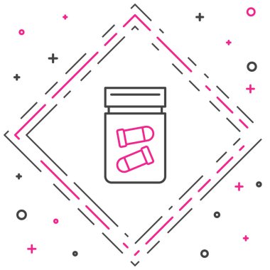 Beyaz arka planda kurşun ikonu olan çizgi kanıt torbası. Renkli taslak konsepti. Vektör