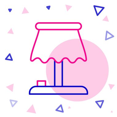 Çizgi Masa Lambası simgesi beyaz arkaplanda izole edildi. Renkli taslak konsepti. Vektör