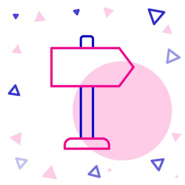 Line Road trafik tabelası. Beyaz arkaplanda sinyal simgesi izole edildi. İşaretçi sembolü. İzole sokak bilgi levhası. Yön tabelası. Renkli taslak konsepti. Vektör