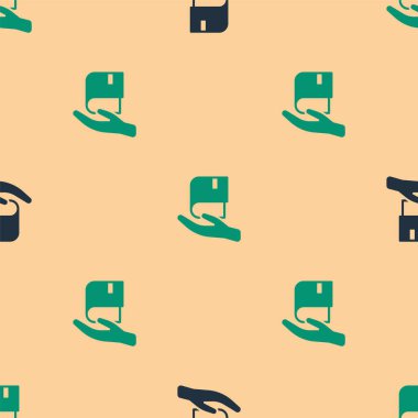 Yeşil ve kara kitap bağış ikonu bej arka planda izole edilmiş pürüzsüz desen. Vektör.