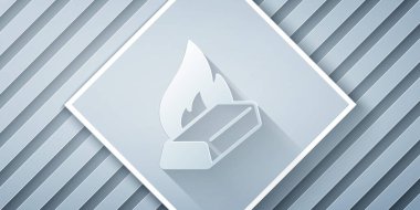 Kağıt kesiği, gri zemine izole edilmiş ikon dökülen erimiş altın. Kepçeden erimiş metal döküldü. Kağıt sanatı tarzı. Vektör