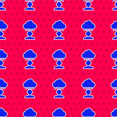 Mavi Depresyon ve hüsran ikonu kırmızı arka planda izole edilmiş pürüzsüz desen. Depresif ruh hali olan bir adam. Akıl sağlığı sorunları. Vektör