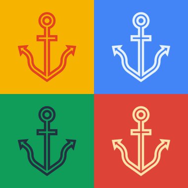Pop Art Line Anchor simgesi renk arkaplanında izole edildi. Vektör.
