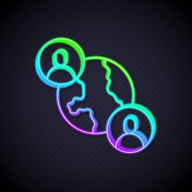 Parlayan neon hattı BFF ya da en iyi arkadaşlar sonsuza kadar siyah arkaplanda izole edilmiş ikon. Vektör.