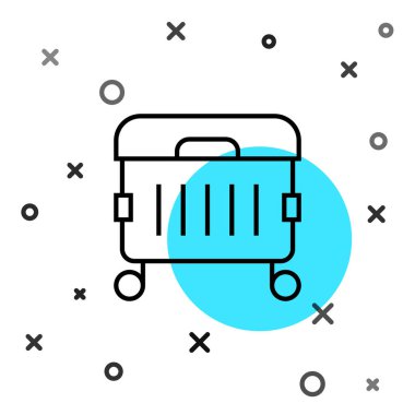 Siyah çizgi Çöp kutusu simgesi beyaz arkaplanda izole edildi. Çöp kutusu tabelası. Sepet simgesini geri dönüştür. Ofis çöpü ikonu. Rastgele dinamik şekiller. Vektör