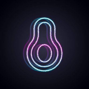 Parlayan neon hattı Avocado meyve simgesi siyah arkaplanda izole edildi. Vektör