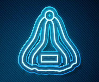 Parlayan neon hattı Sauna şapka simgesi mavi arkaplanda izole edildi. Vektör