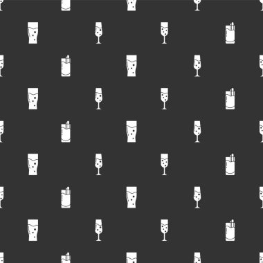 Bir kadeh şampanya, kokteyl Bloody Mary, bira ve kusursuz bir şablon. Vektör.