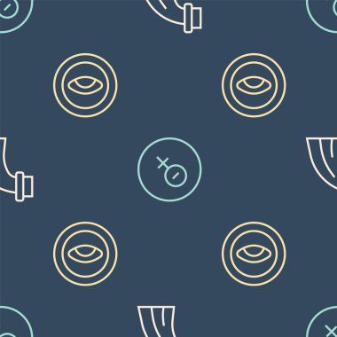 Kova burcunu, madalyonu, gözü ve Venüs sembolünü kusursuz desene göre ayarla. Vektör