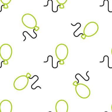 Kurdele ikonlu çizgi balonları beyaz arka planda izole edilmiş kusursuz desen. Mutlu Paskalyalar. Vektör