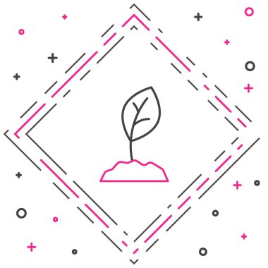 Beyaz arkaplanda çizgi filizi simgesi izole edildi. Tohum ve tohum. İşaret bırakıyor. Yaprak doğası. Renkli taslak konsepti. Vektör