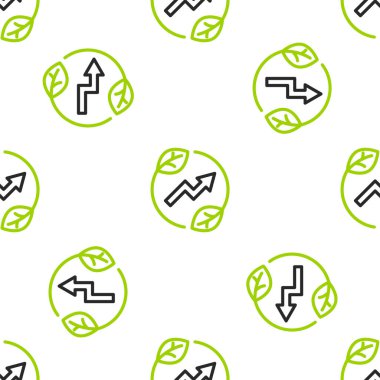 Yaprak simgesindeki Line Electric kaydedilen buji beyaz arkaplanda izole edilmiş pürüzsüz desen. Elektrik tasarrufu. Çevresel koruma. Biyolojik enerji. Vektör