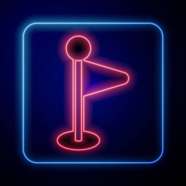 Siyah arkaplanda parlayan neon bayrak simgesi izole edildi. Yer belirleyici sembol. Vektör.