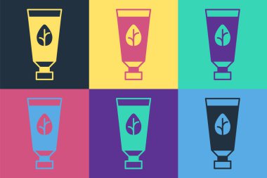 Pop Art Organik Kozmetik ikonu pop sanatının arka planını izole etti. Vücut bakım ürünleri. Vektör.