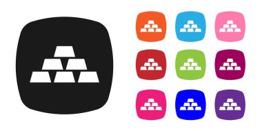 Beyaz arkaplanda siyah altın çubuk simgesi izole edildi. Bankacılık işi konsepti. Simgeleri renklendirin. Vektör