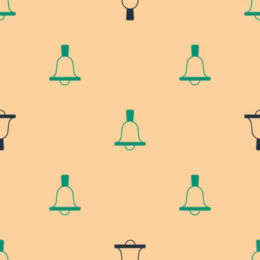 Yeşil ve siyah boks çan simgesi bej arka planda izole edilmiş pürüzsüz desen. Vektör