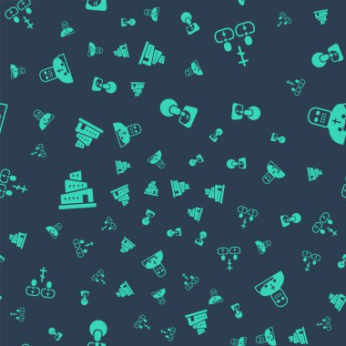 İsa Mesih 'i, rahibi, Babil Kulesi İncil hikayesini ve Şövalye Haçlıyı kusursuz bir düzene sokun. Vektör