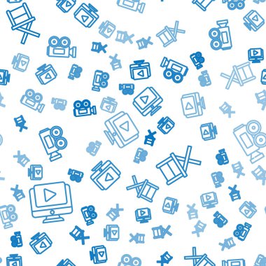 Çevrimiçi oyun videosu, Direktör film koltuğu ve sinema kamerasını kusursuz şekilde ayarla. Vektör.