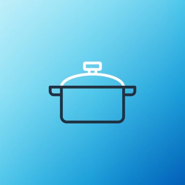 Hat Pişirme ikonu mavi arkaplanda izole edildi. Haşlama ya da güveç besin sembolü. Renkli taslak konsepti. Vektör