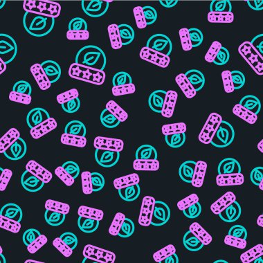 Çizgi çay yaprağı simgesi siyah arkaplanda izole edilmiş. Çay yaprakları. Vektör