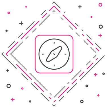 Pusula simgesi beyaz arkaplanda izole edildi. Rüzgâr yön bulma sembolü. Rüzgar gül işareti. Renkli taslak konsepti. Vektör