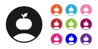 Siyah Elma simgesi beyaz arkaplanda izole edildi. Fazla kilolu. Sağlıklı diyet menüsü. Fitness diyeti elması. Simgeleri renklendirin. Vektör