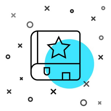 Siyah çizgi üzerinde simya tarifleri, mistik büyüler ve beyaz arka planda izole edilmiş büyü simgeleri olan Eskiler 'in sihirli kitabı. Rastgele dinamik şekiller. Vektör.