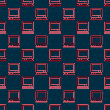 Kırmızı çizgi Retro TV simgesi siyah arkaplanda izole edilmiş. Televizyon tabelası. Vektör