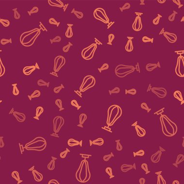 Brown line Punching bag icon isolated seamless pattern on red background.  Vector