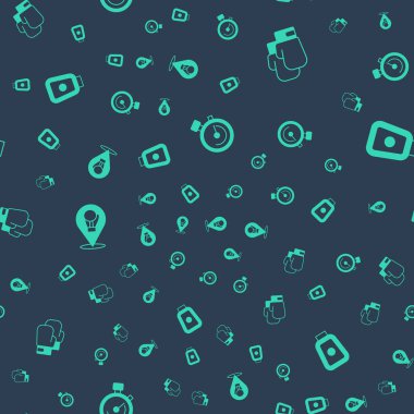 Kronometre, boks eldiveni ve patileri kusursuz desene ayarlayın. Vektör